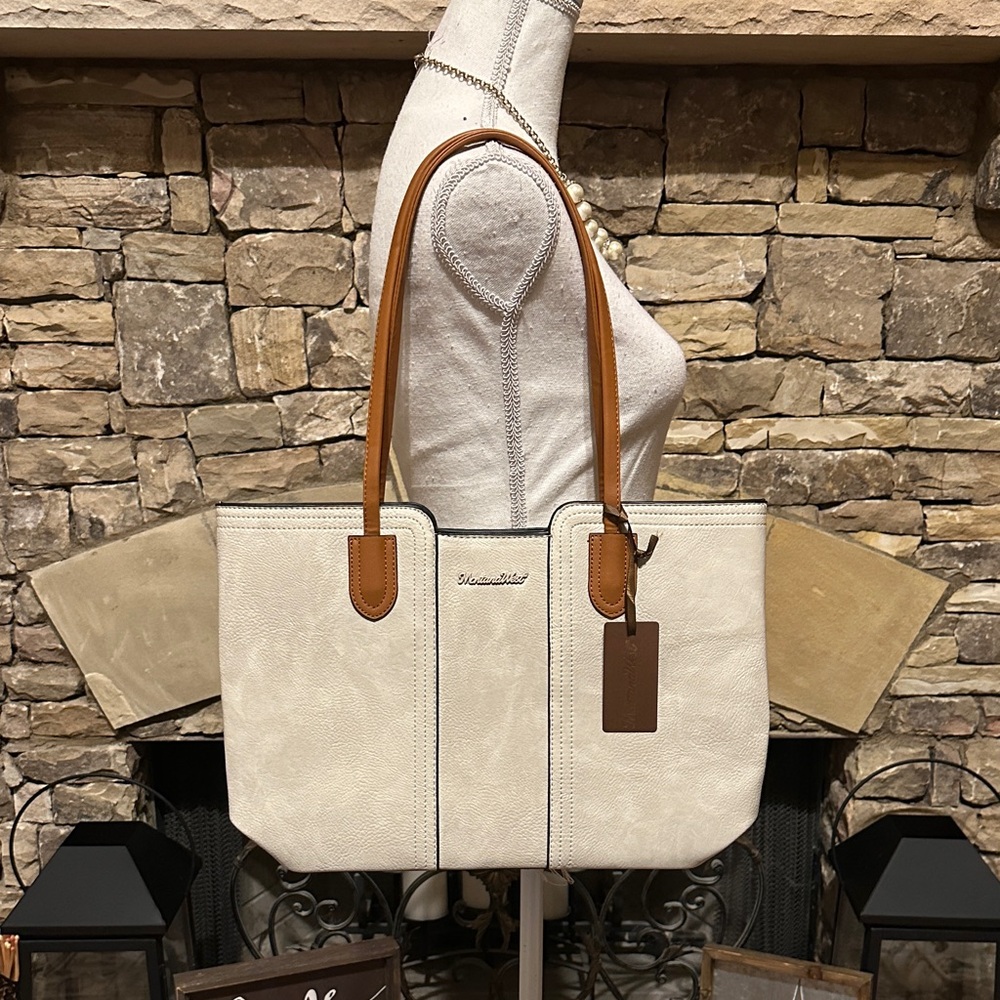 NWT Montana West Cream and Brown Women's Tote Bag Purse